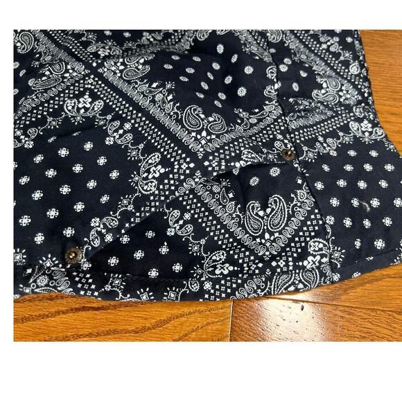 One 5 One Flat Front Bandana Print Shorts Black/White size 22 Boho Hippie Beach - Picture 2 of 10